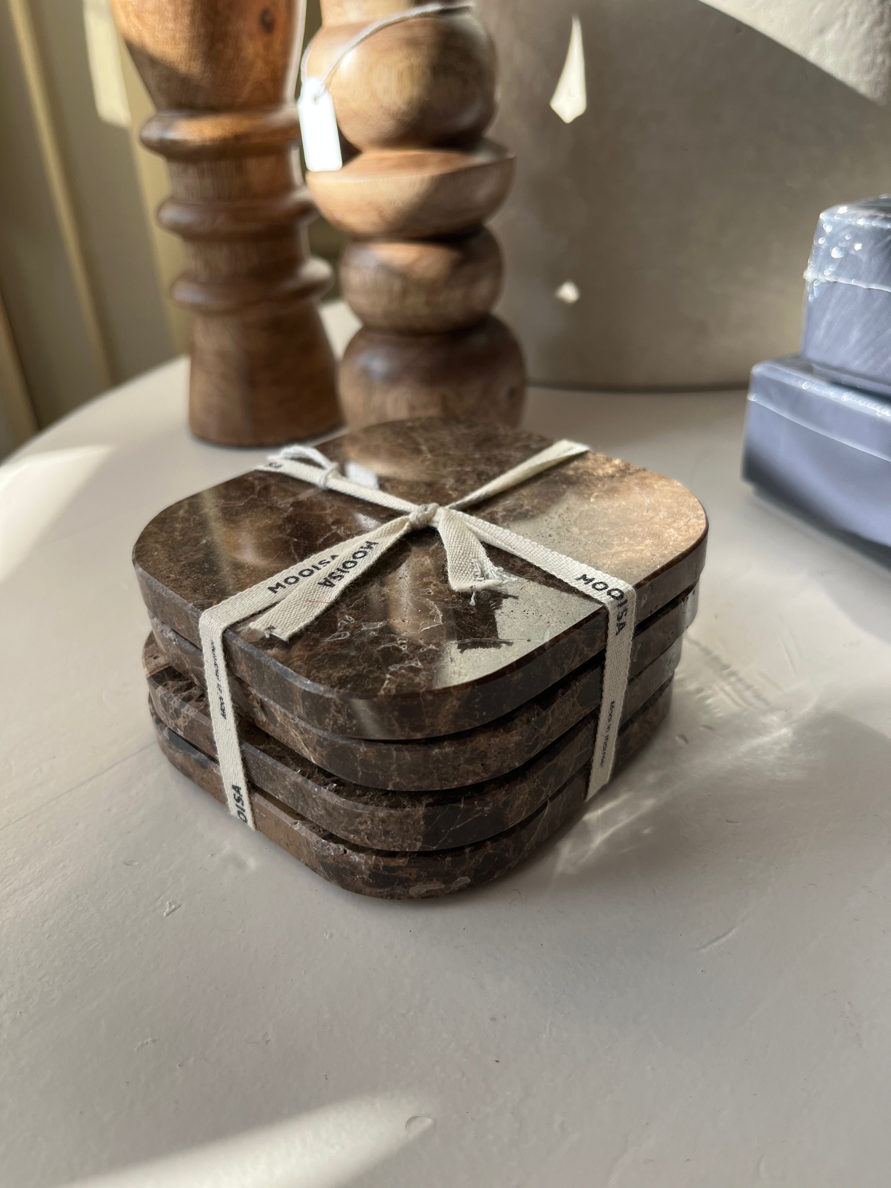 Onderzetter marmer - organisch - bruin set van 4 stuks