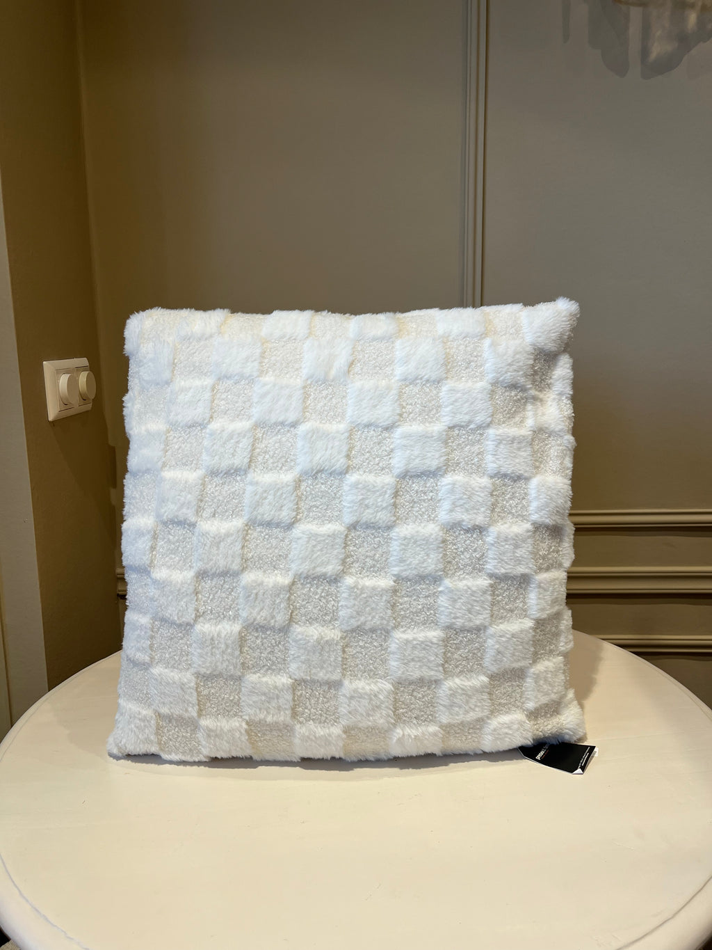 Chess kussen - Creme/Wit